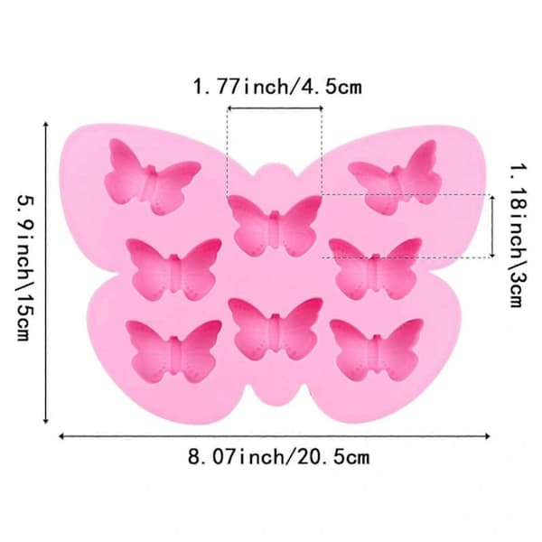 2-pak sommerfugleform silikone 3D sommerfugletema bageform bakke DIY bageværktøj sommerfugl isterningeform til gelé, budding (pink, lyseblå)