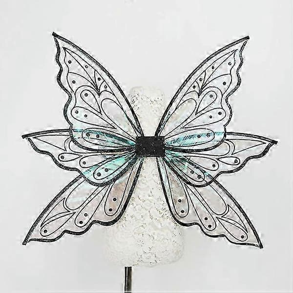 Sommerfuglfevinger for kvinner, glitrende englevinger for jenter og voksne Black wire gilding