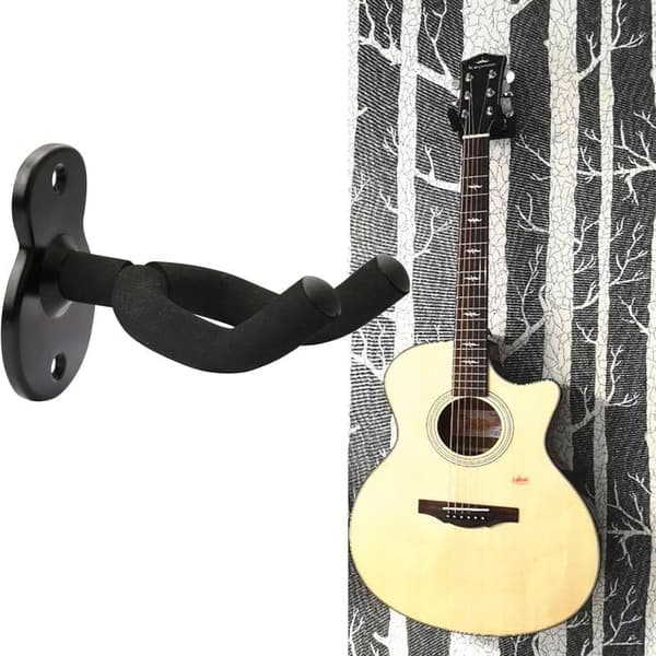2-pack Gitarrställ Väggfäste Gitarrhängare, Gitarr Väggfäste Displayställ Krok, Kompatibel med Elgitarr, Klassisk Gitarr, Bas (Svart)