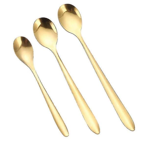 Teske sæt med 30 dele, ske guld rustfrit stål til middag, dessert, kage, restaurant, hjem, café (LGL) Medium