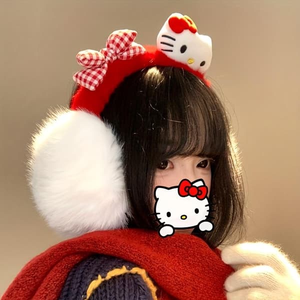Hello Kitty Ørevarmer - Super Komfortable & Foldbare | Trendy Festtilbehør til Piger | Letvægt og Elastisk Hello Kitty cat earmuffs