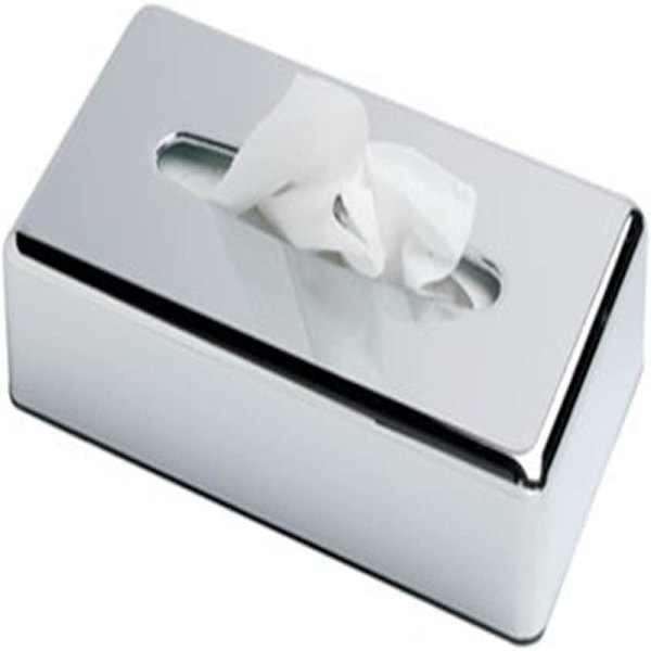 Rektangulær Kleenex Servietholder Flad Servietdispenser til Badeværelsesborde (Krom Sølv)