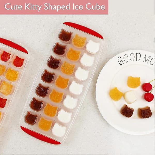 Ice Cube Mold, Candy, Chocolate Mold, Cat Ice Cube Mold, Easy to Remove, BPA-Free, 2-Pack, Dishwasher Safe Red