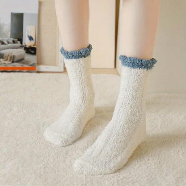 Fuzzy Rag Socks - Plysch Varm Fleece Blå blå blue