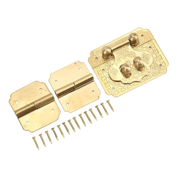 Lock Hasp Hinge Set Durable Rustproof Brass Corrosion Resistant Retro Style Wide Use Small Box Hinges