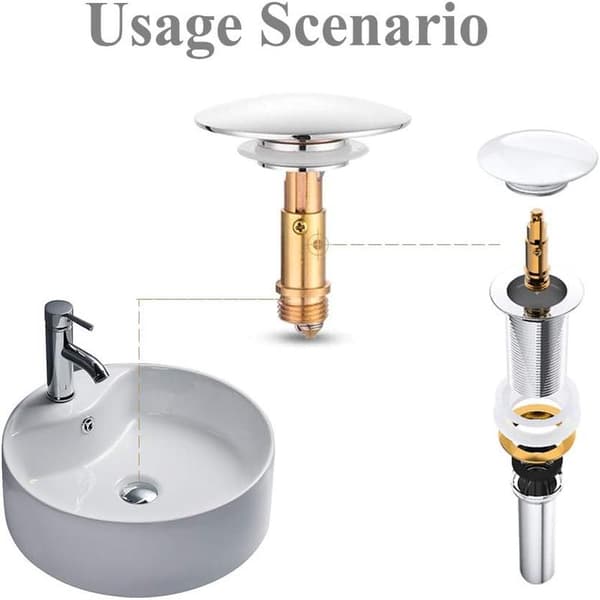 Servant Pop Up Click Clack Messingplugg Bolt, Erstatningsskrue for de fleste servantavløpsplugger (2-pakning)