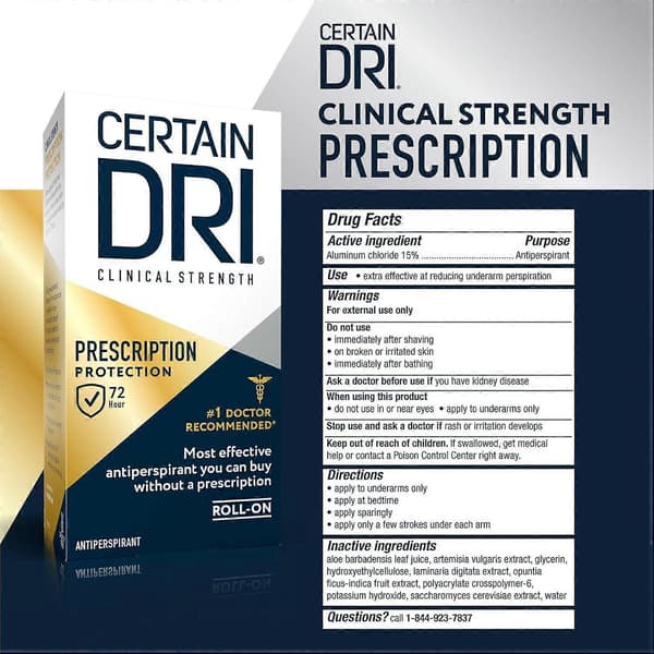 Antiperspirant, Roll-on, Receptstyrka, 1,2 Oz