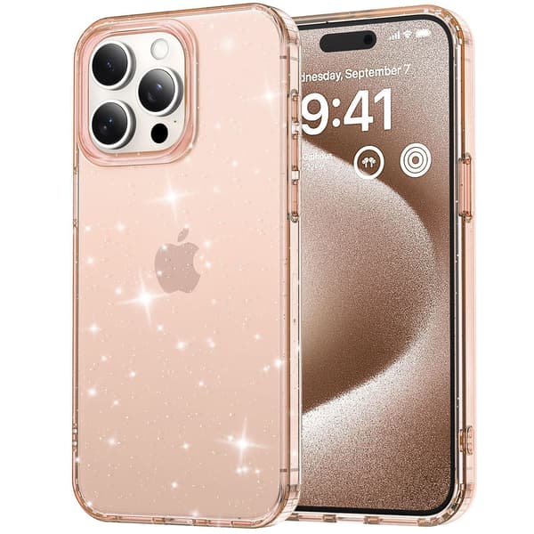 Glitterdeksel for iPhone 16 Pro MAX 6,9 tommer, Støtsikkert Bling Sparkle-deksel, Søtt Glitrende for Jenter og Kvinner