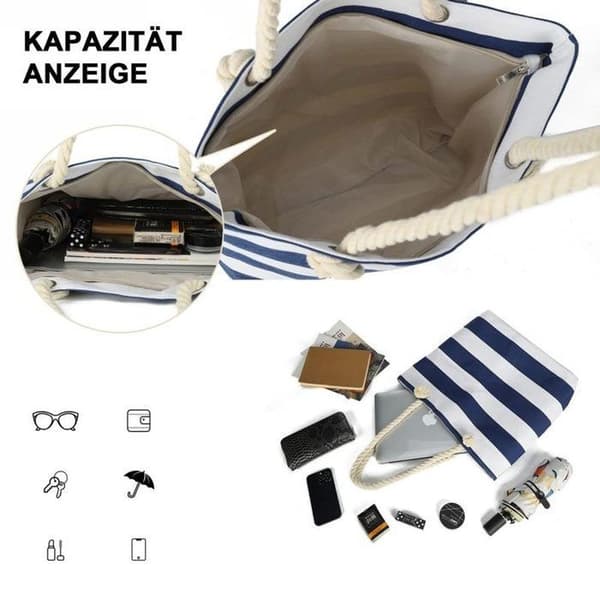Suuri rantakassi naisille vetoketjulla, vedenpitävä uimakassi [BT]