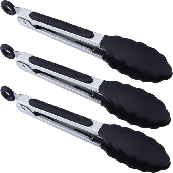 Mini silikon serveringstänger 17,8 cm Set med 3 - Svart