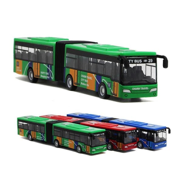 Realistisk Bybus Træk Tilbage Legetøj Børn Model Legetøj Bordspil Bedste Gave Blue