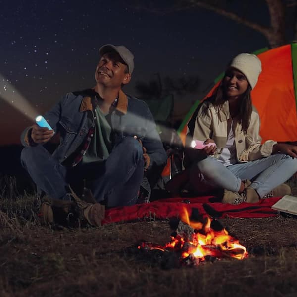 Luminous Flashlights, 2-Pack Mini Aluminum Flashlights with Rubber Coating, with Strap, Suitable for Camping and Hiking. blue