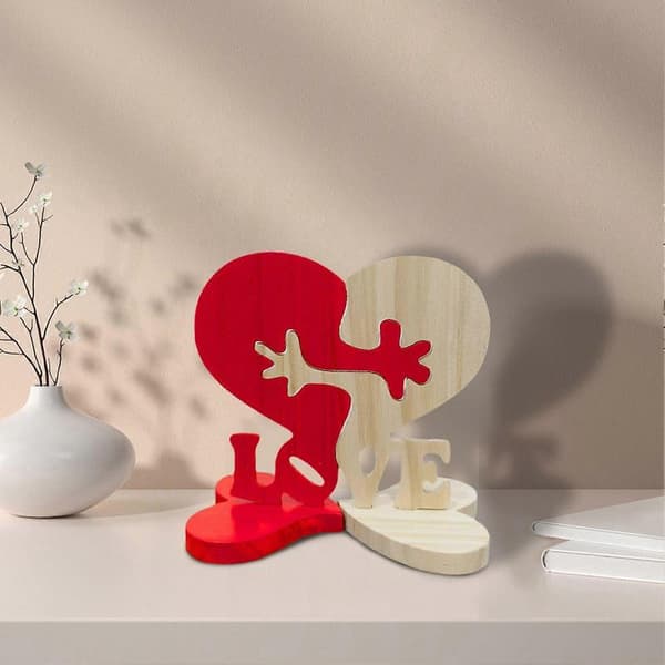 Trehjerte Ornament Kjærlighetsbrev Valentinsdag Dekorasjon