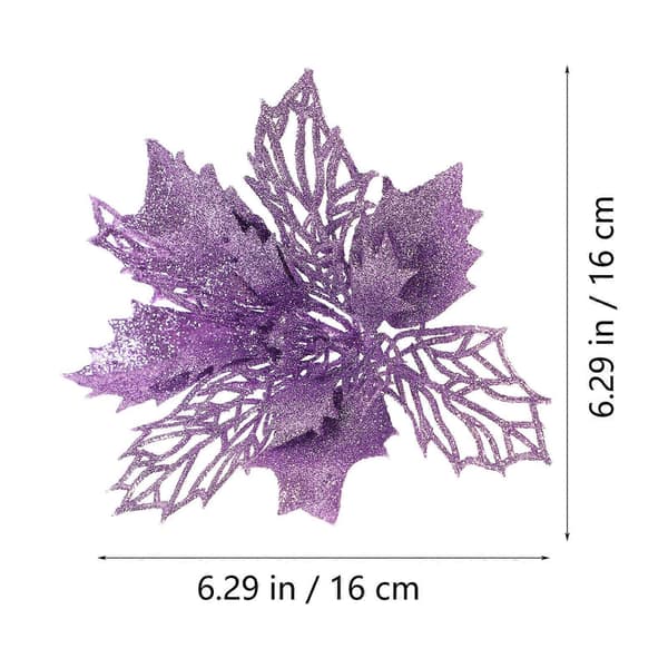 Kunstige julestjerner til juletræspynt, blomsterformet hul violet, 12 stk. pr. sæt