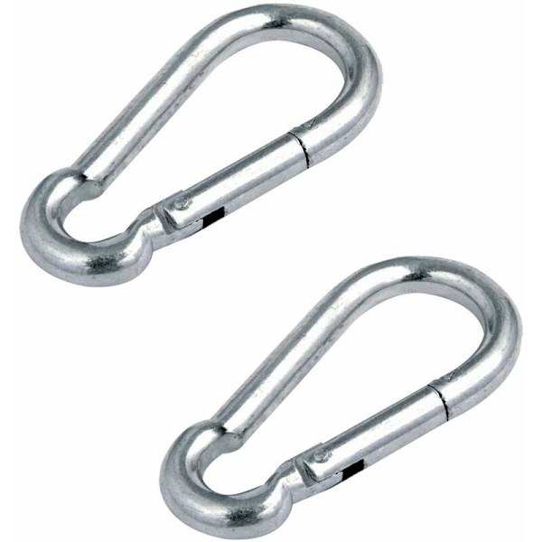 2x stålkarbinhakar, 6 mm diameter x 60 mm längd