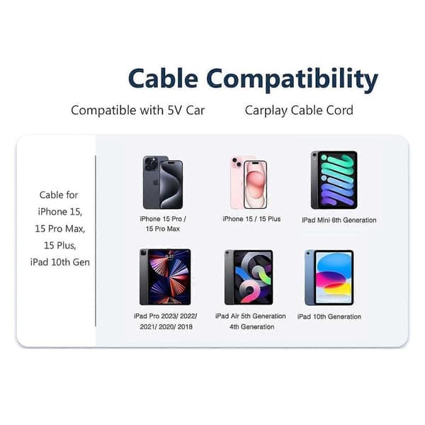 <a>Car Carplay-kabel til 16 15 USB A til USB C-kabel til 16 15 Plus, 16/15 Pro, 16/15 Pr