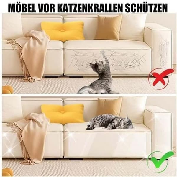 Gennemsigtig sofapude mod ridser, møbelbeskyttelse til kat og hund 30cm x 300cm