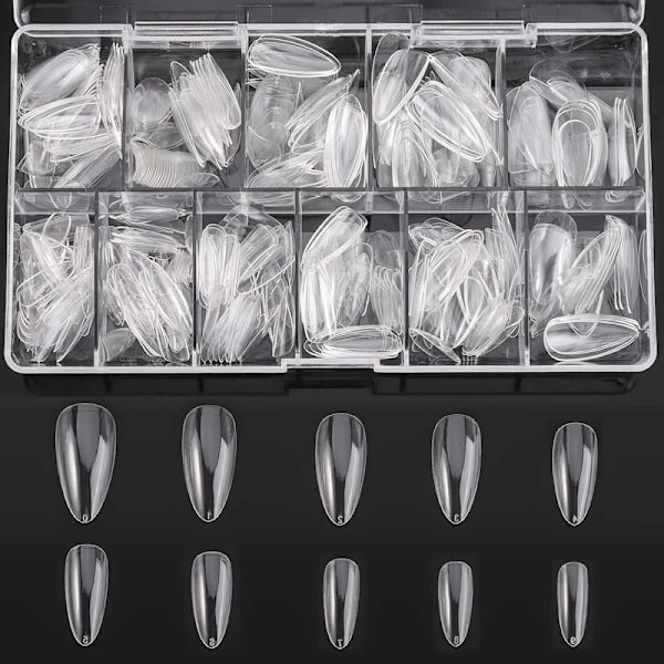 Nail Tips 500 pcs Clear Acrylic Medium Nail Full Coverage with-X72-
