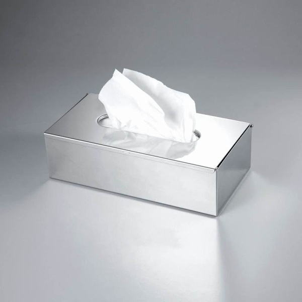 Rektangulær Kleenex Servietholder Flad Servietdispenser til Badeværelsesborde (Krom Sølv)
