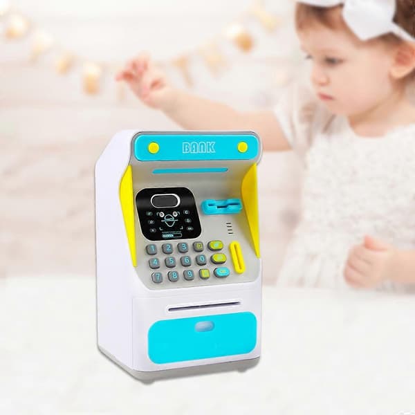 Minibank Elektronisk Spareleke Passord Spargris Leker Pink