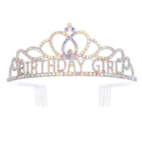 Birthday Crown Tiara Crystal Rhinestone Crown MULTICOLOR Multicolor