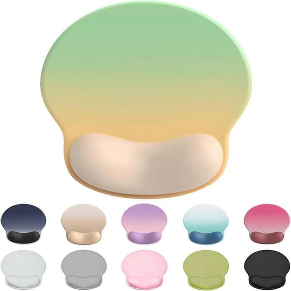 Ergonomisk musemåtte håndledsstøtte, behagelig musemåtte håndledsstøtte, aflast håndledssmerter gel musemåtte, skridsikker (gradient gul grøn)