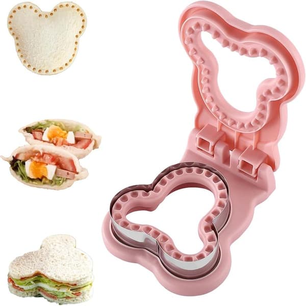 Rosa sandwichkutter og forsegler for barn, voksne, gutter, jenter, DIY brødbaker