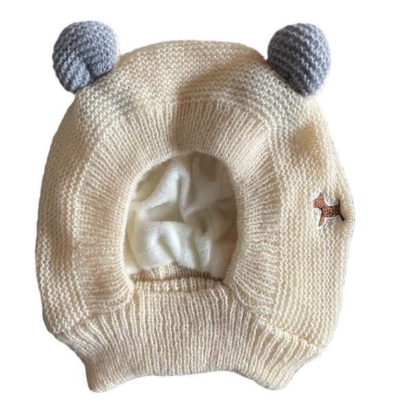 Söt och rolig vintermössa med tecknade hundöron - beige