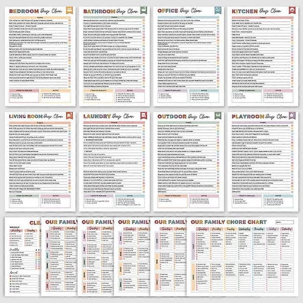 ADHD Cleaning Planner Household Chores Tracker Schedule Task Lists Reminders for Neurodivergent Adults