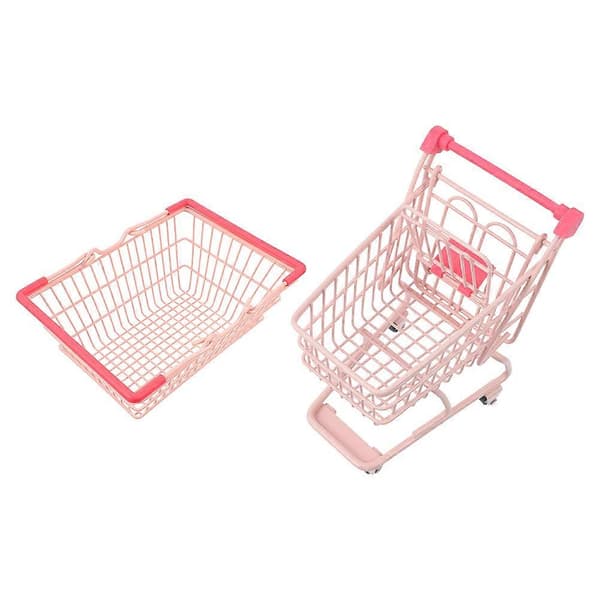 Mini indkøbsvogn til børn til opbevaring Kosmetisk opbevaringskurv Pink 1 sæt
