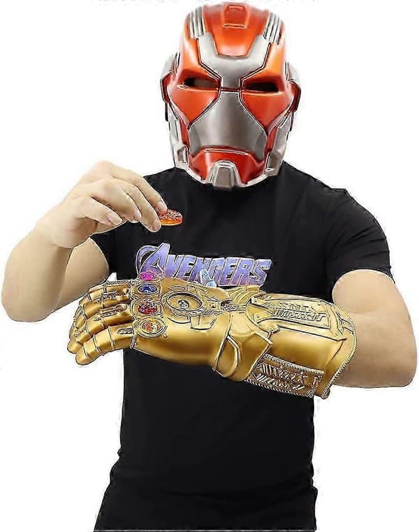 LED Lysende Infinity Gauntlet Thanos-hanskene med avtakbare magnetiske Infinity Stones
