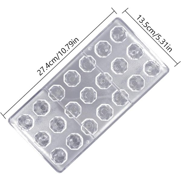 2 stk. Chokoladeform, Polykarbonatchokoladeform, 3D Transparent Polykarbonatchokoladeform
