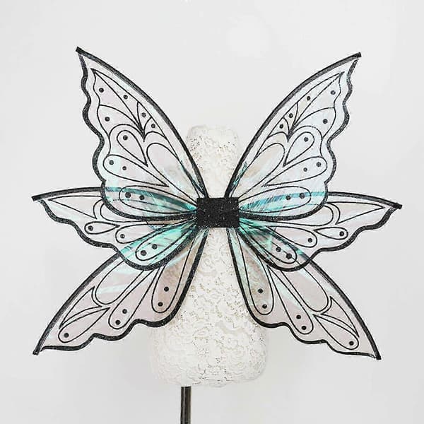 Sommerfuglfevinger for kvinner, glitrende englevinger for jenter og voksne Black wire gilding