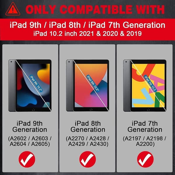 Barneveske til iPad 9. generasjon, iPad 8./7. generasjons deksel, til iPad 10.2 deksel med robuste stativer, robust støtsikkert iPad 10.2 deksel