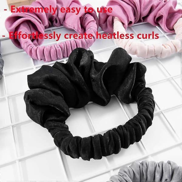 2025 Värmefri Hårrullare för Lockar Över Natten, 2 st, Mjuka Sleepyties Lata Scrunchie-Rullar, Svart