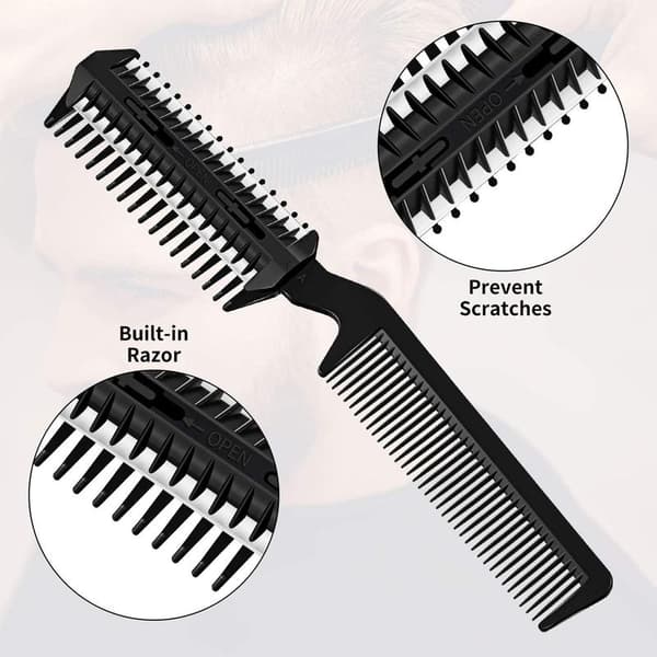 Double-sided hair cutting comb, thinning comb, C-shaped comb