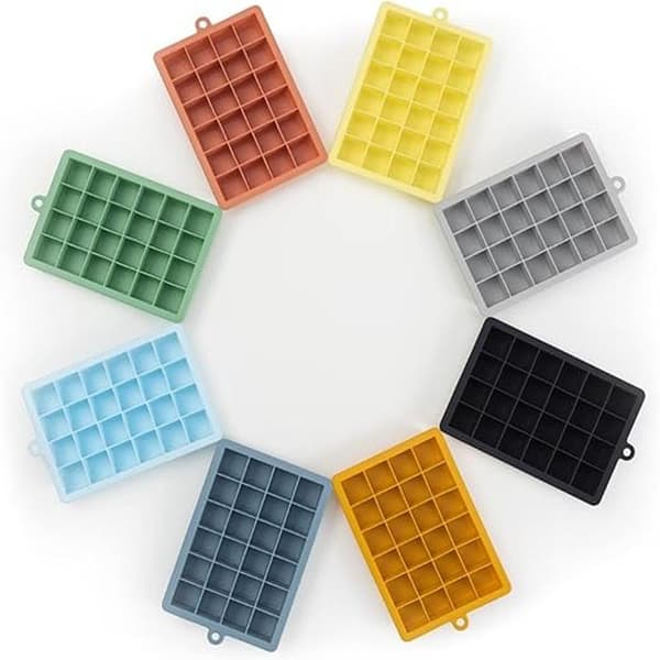 2x24 isforme med låg, silikone isforme, isterningebakker, stabelbare