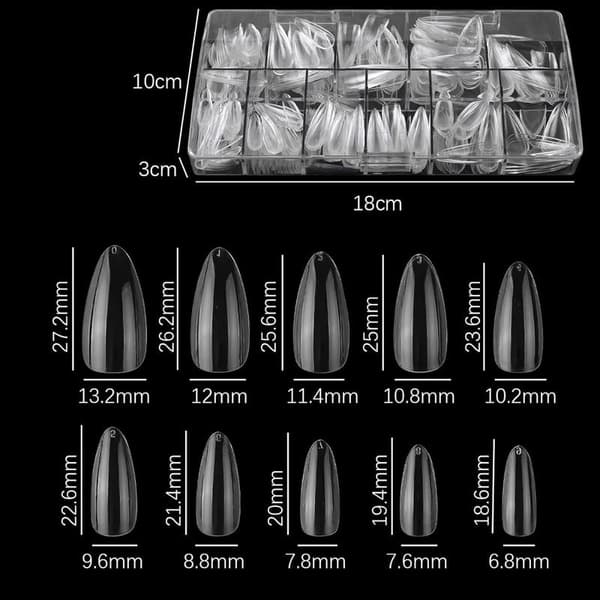 Nail Tips 500 pcs Clear Acrylic Medium Nail Full Coverage with-X72-