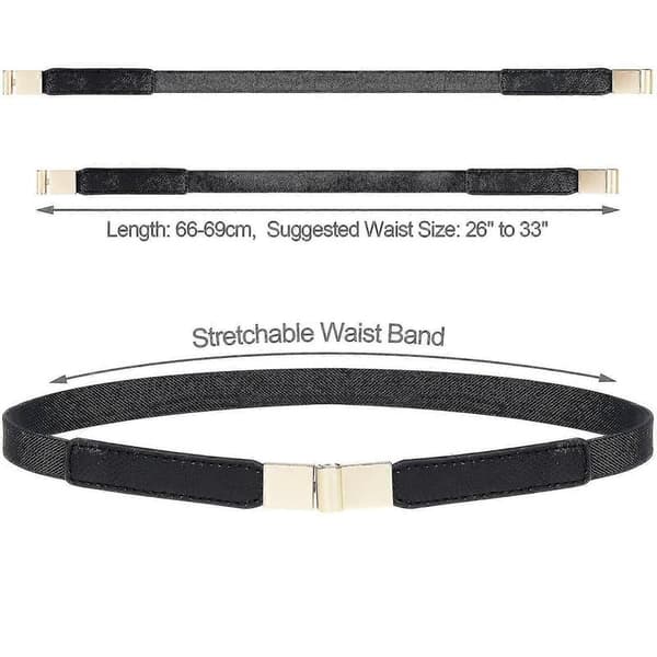 Smal Bälte för Kvinnor 5-pack, Mode Klänningsbälten Stretch Dam Midjebälten Plus Size Elastisk Midja