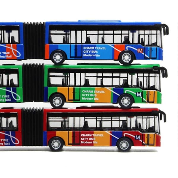 Realistisk Bybus Træk Tilbage Legetøj Børn Model Legetøj Brætspil Bedste Gave Blå Blue