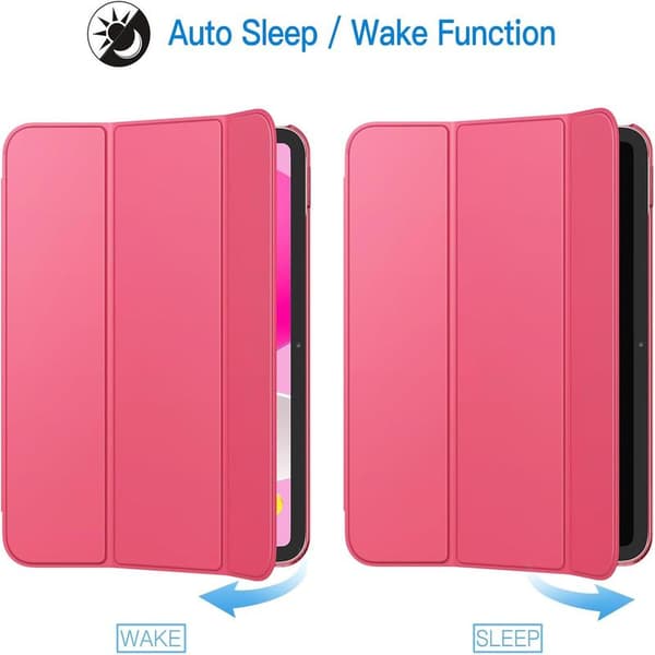 Fodral for iPad (A16) 11./10. generasjon (2025/2022), Slim Stativ Hardt Bakdeksel Auto Wake/Sleep Funksjon (Rosa)
