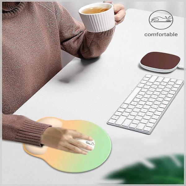 Ergonomisk musemåtte håndledsstøtte, behagelig musemåtte håndledsstøtte, aflast håndledssmerter gel musemåtte, skridsikker (gradient gul grøn)