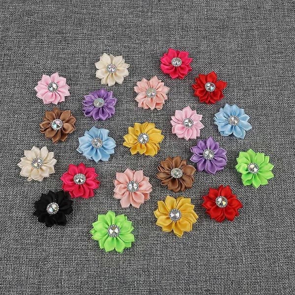 Stoffblomst DIY Chiffonblomst til dekorasjon 1 pose med 20 stk Yellow Size 1