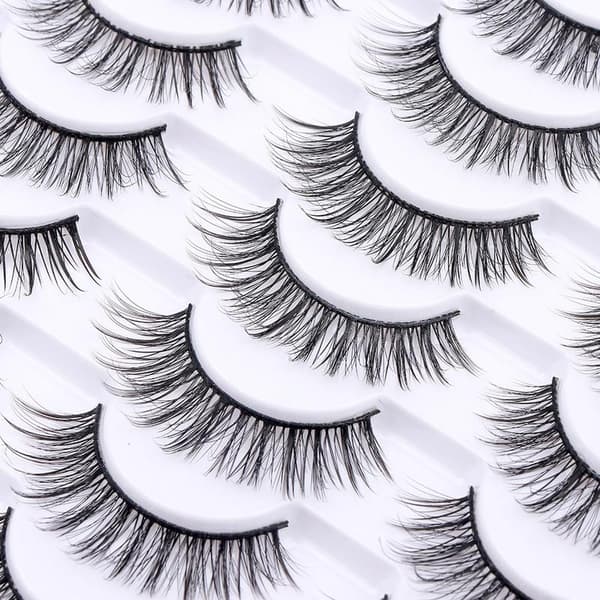 False Eyelashes 20 Pairs, 14mm 3D Fluffy Wispy Lashes, Natural Cat Eye Look for Everyday and Special Occasions Style 20-059