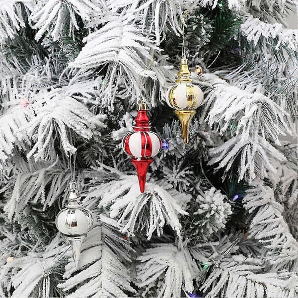 4-pakning juletrepynt i form av gresskar, festlig plastdekorasjon Silver