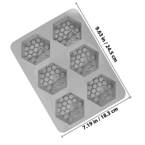 Honeycomb Sæbeform 6 Hulrum Silikoneform til Håndlavet Sæbe Grå