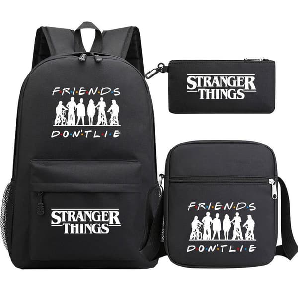 Stranger Things Ryggsäck 3-delars Set Student Skolväska Canvasväska 8