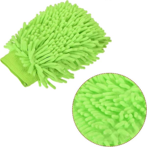 Bløde mikrofiber chenille vaskehandsker, dobbeltsidede store støvfjernelseshandsker til husholdningsrengøring, grøn