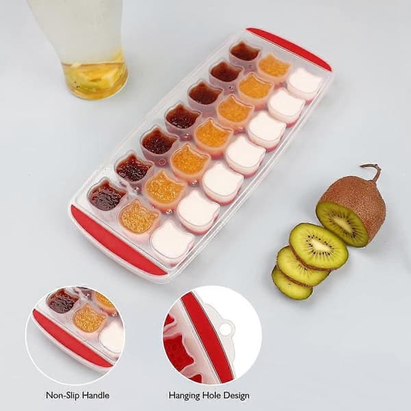 Ice Cube Mold, Candy, Chocolate Mold, Cat Ice Cube Mold, Easy to Remove, BPA-Free, 2-Pack, Dishwasher Safe Red