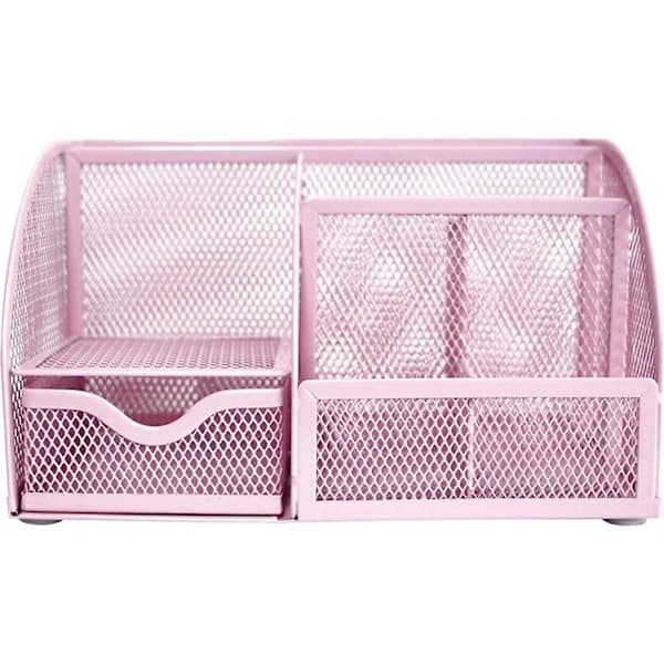 Netbordssorterer Kontor Med 7 Rum + Skuffe Penholder/Multifunktionel Sorterer Ex348 Pink